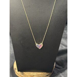 Kendra Scott Ari Heart Short Necklace Watercolor Illusion Gold Tone